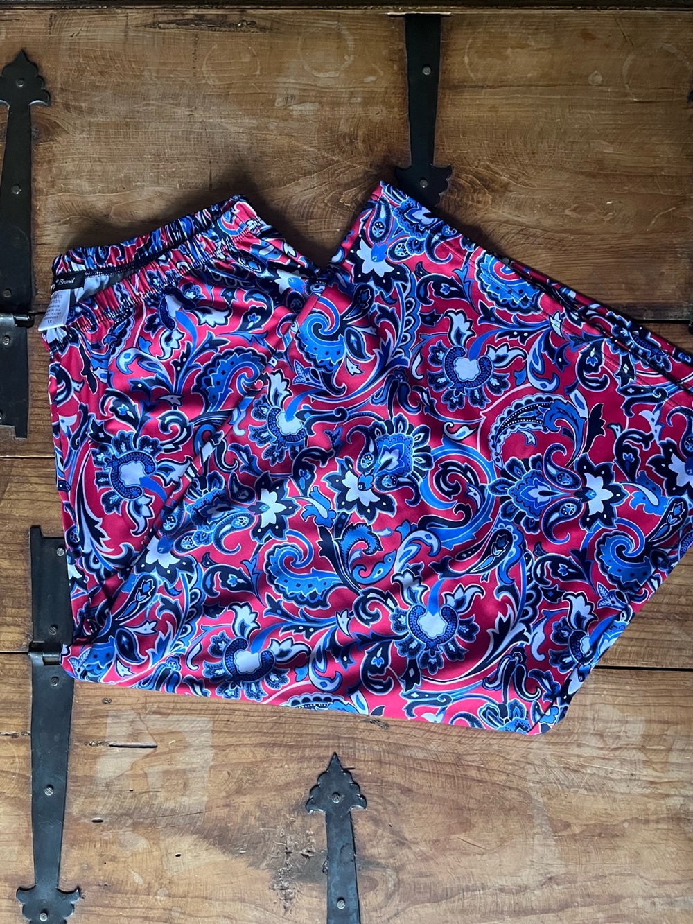Slinky Brand Red and Blue Paisley Ankle Pants